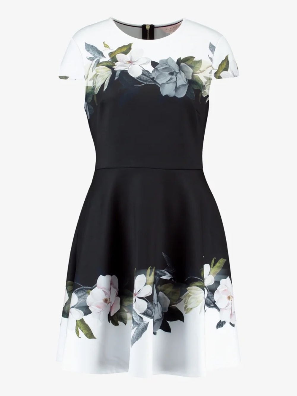 Ted baker Floral Fit & Flare Dress - Black and White xs